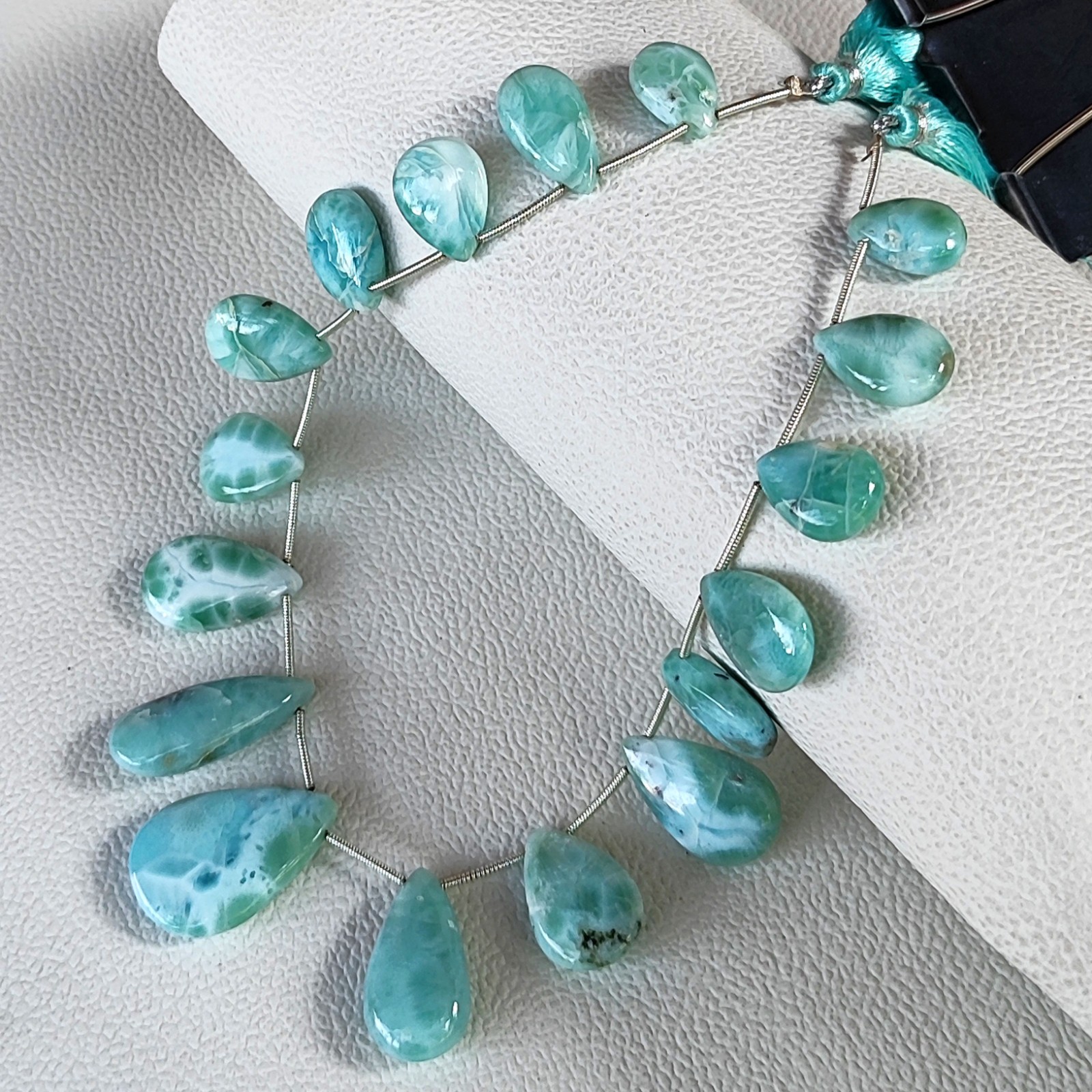 Larimar Gems Pear Shape 14×10 to 26x18mm Big Size Beads 10.5″ Strand