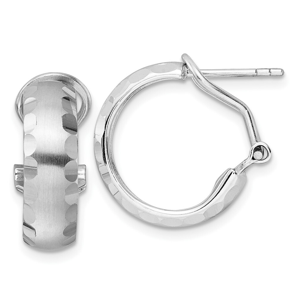 19.2mm Radiant Essence Sterling Silver Brushed Diamond-cut Omega Back Earrings