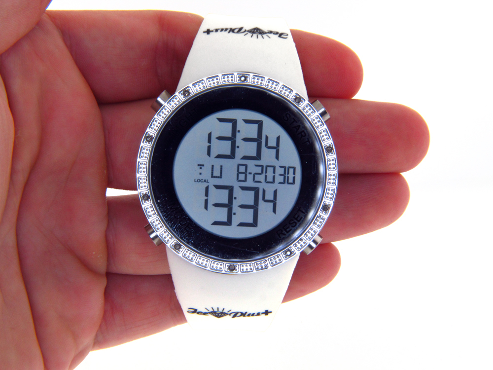 ICE PLUS DIAMOND WATCH KING MASTER JOE RODEO CASE SILVER FACE SUPER TECHNO
