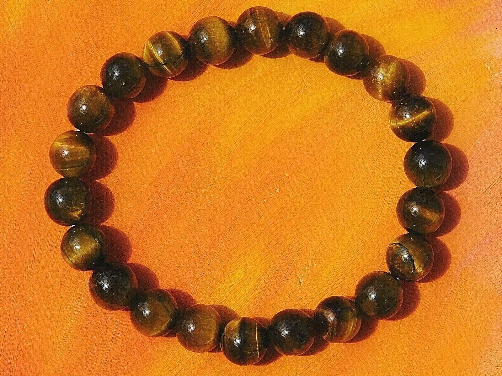 Mens / Ladies Handmade 8mm Gemstone Beaded Bracelet – Natural Tiger’s Eye.