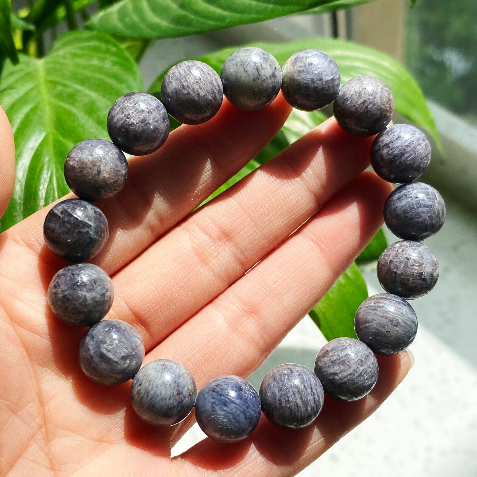 12mm Natural Blue Lolite Cordierite Gemstone Beads Bracelet B43