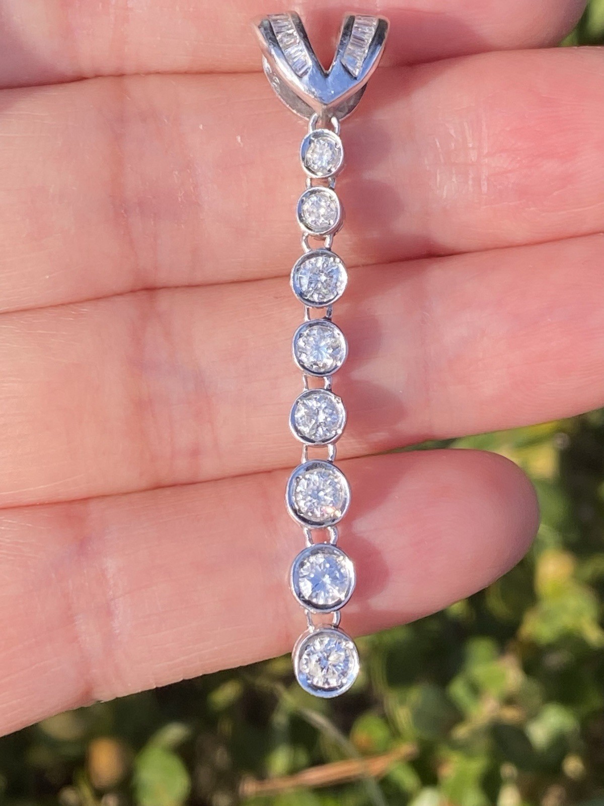 1.00CTW 100% Natural Round Diamond Drop Platinum Pendant