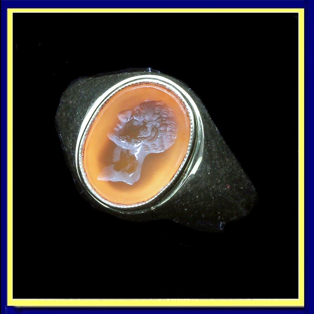 Antique Signet Ring Georgian Intaglio Cameo 18k Gold Mount Unisex Man Woman(6655