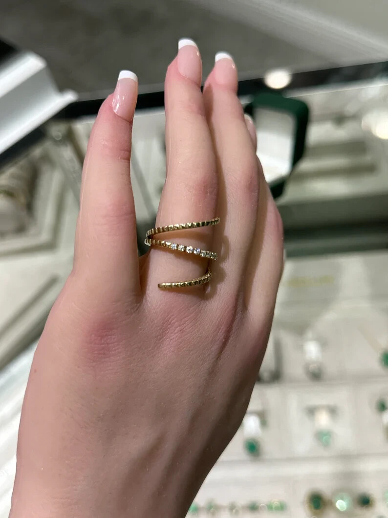 0.20tcw Retractable Natural Diamond Trendy Full Finger Coverage Ring 14K