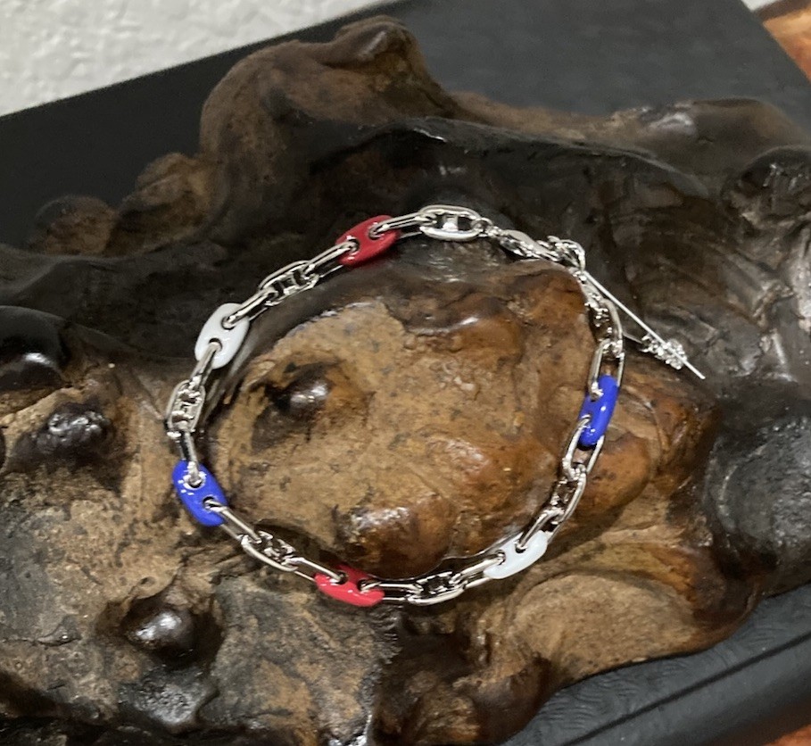 Kendra Scott Bailey Red White Blue Mix Silver Chain Bracelet NWT