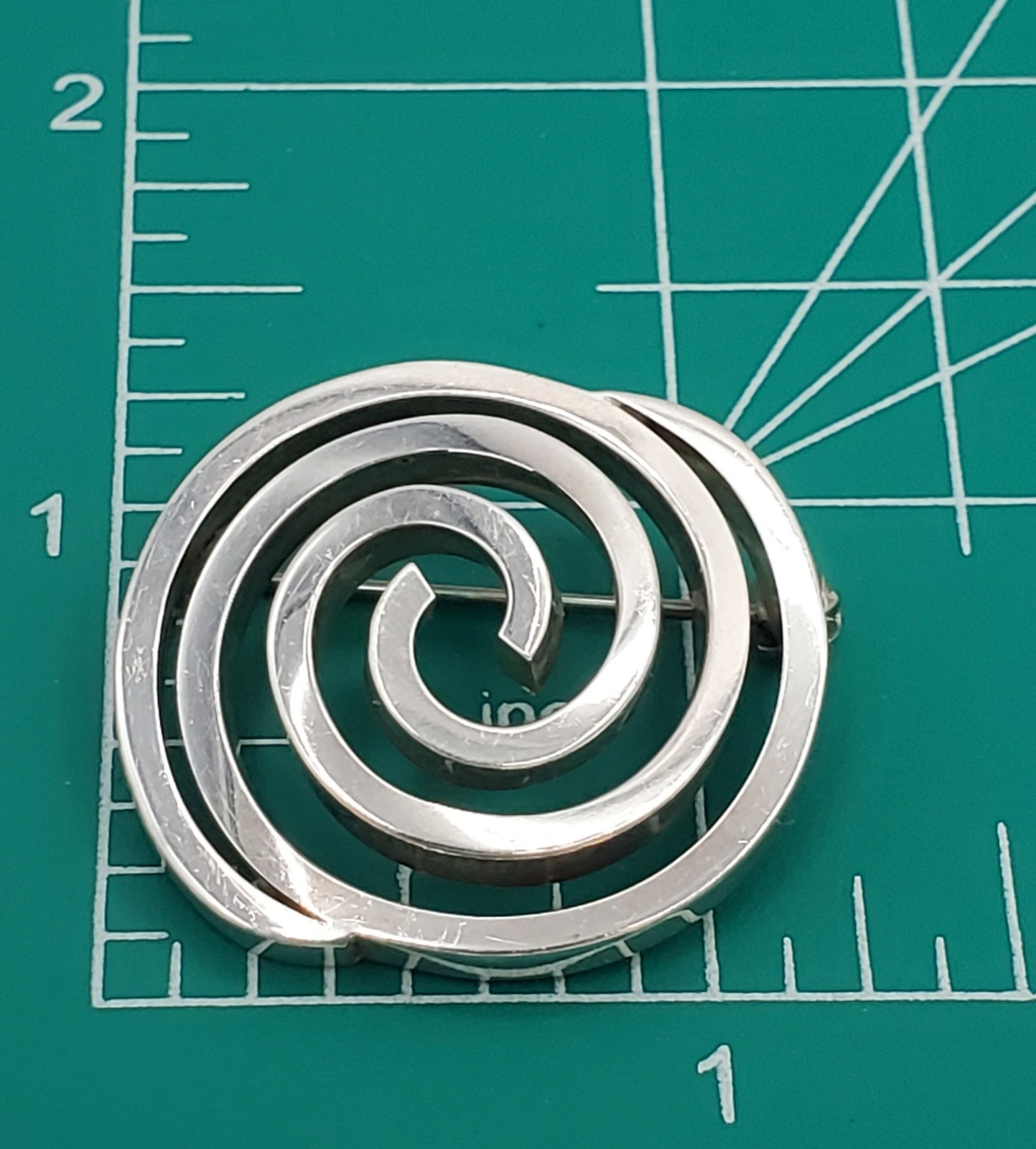 VTG 925 Spiral Brooch 1.25in Sterling Silver Solid 15g Abstract 3D Geometric