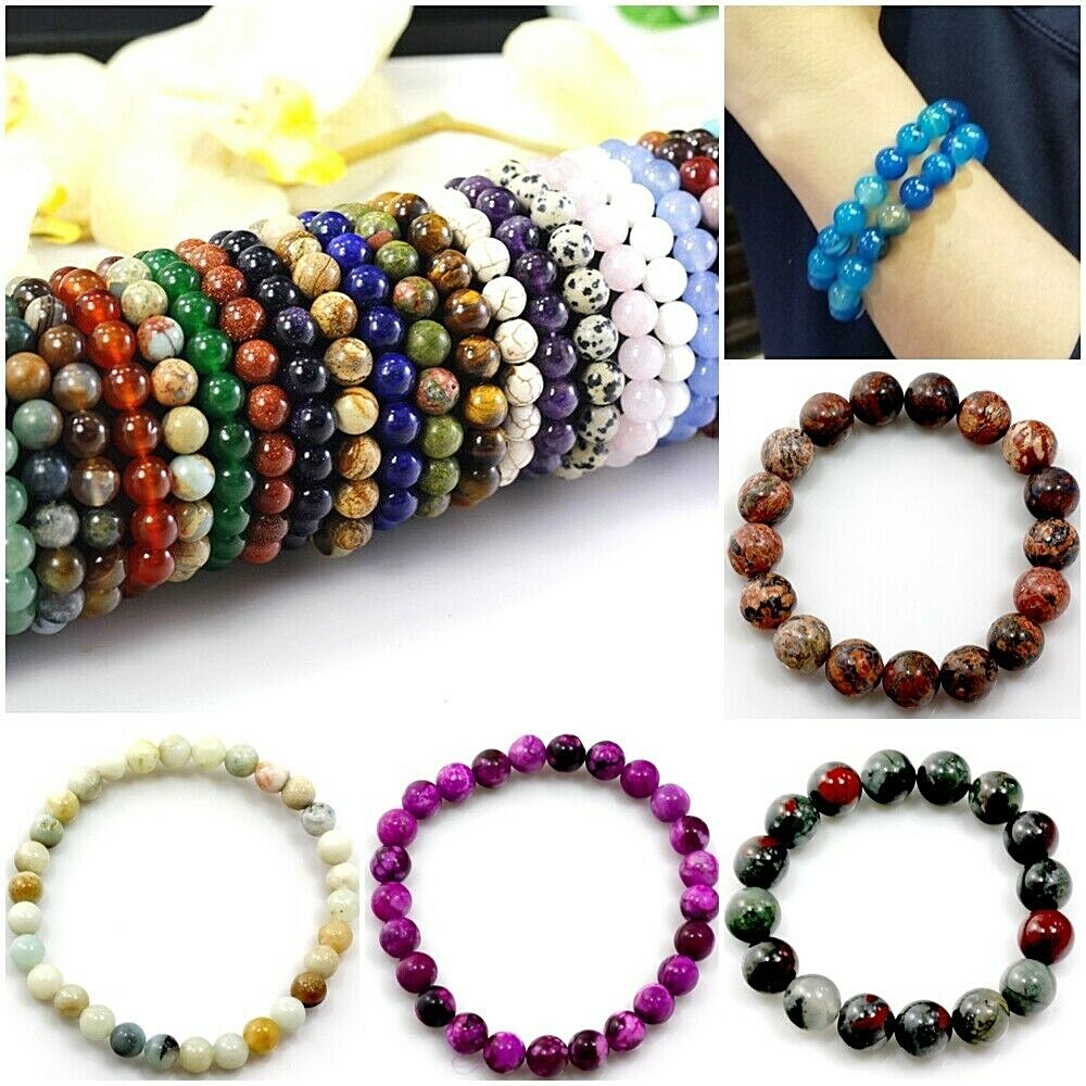 8mm Handmade Women,Men Beaded Bracelet Stretch Healing Chakra Natural Gemstone