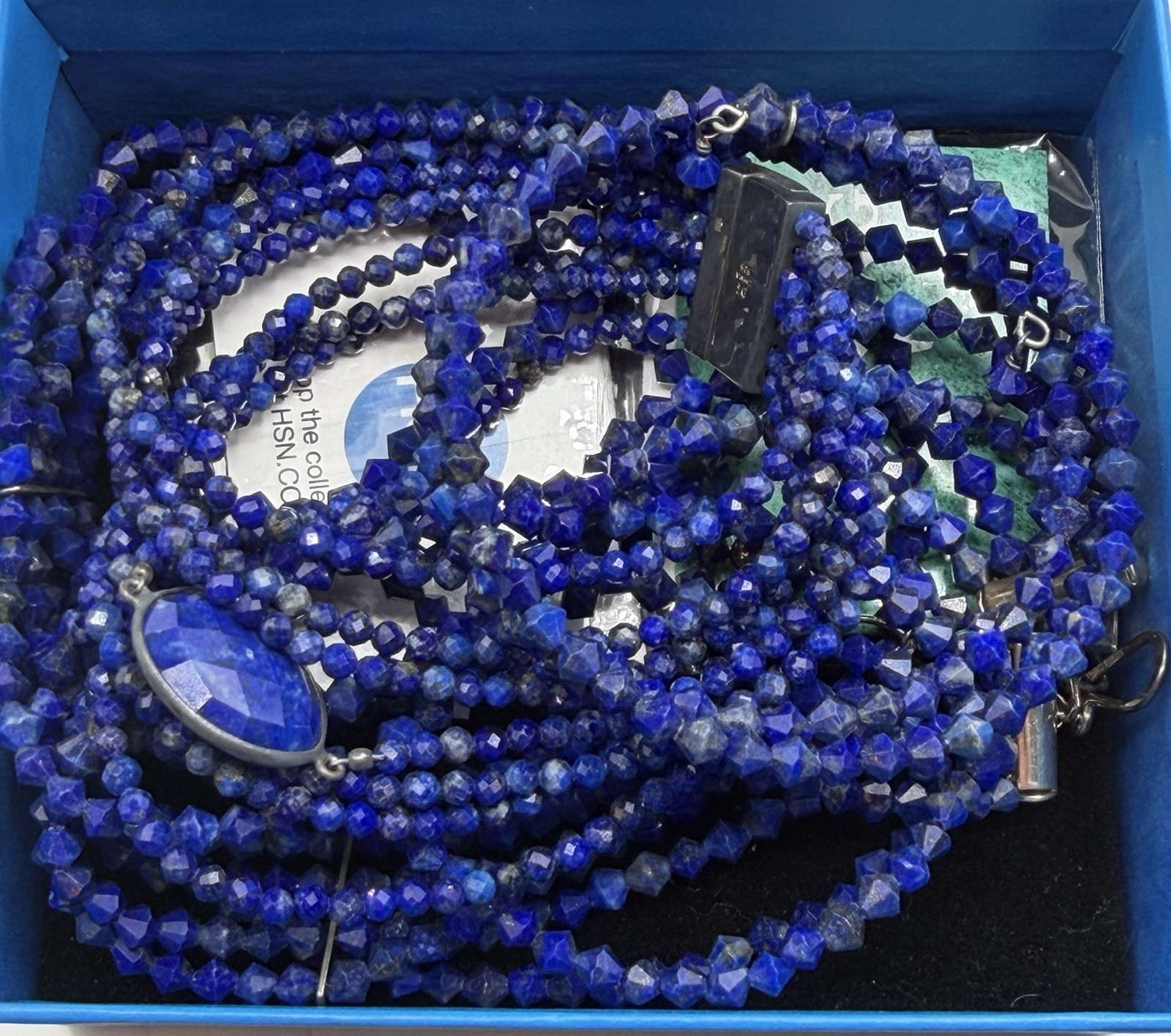 Jay King 5 Strand Lapis Lazi Waterfall Layered Sterling Necklace W/2 Bracelets