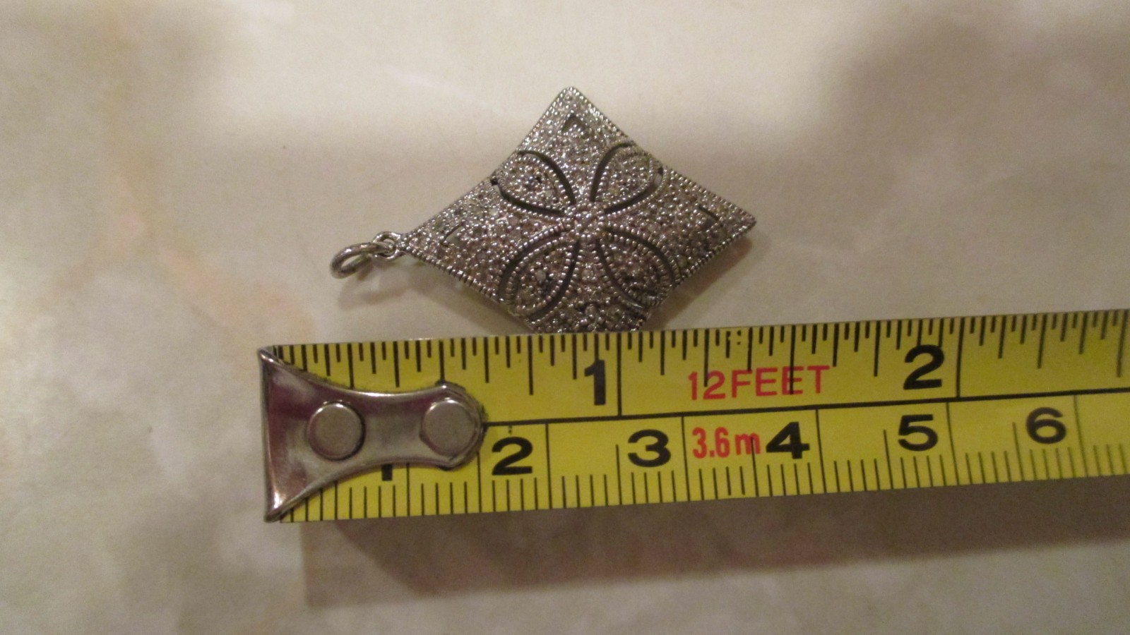 Sparkly Vintage Sterling Silver Affinity Diamond Pendant – QVC – Signed EA .925