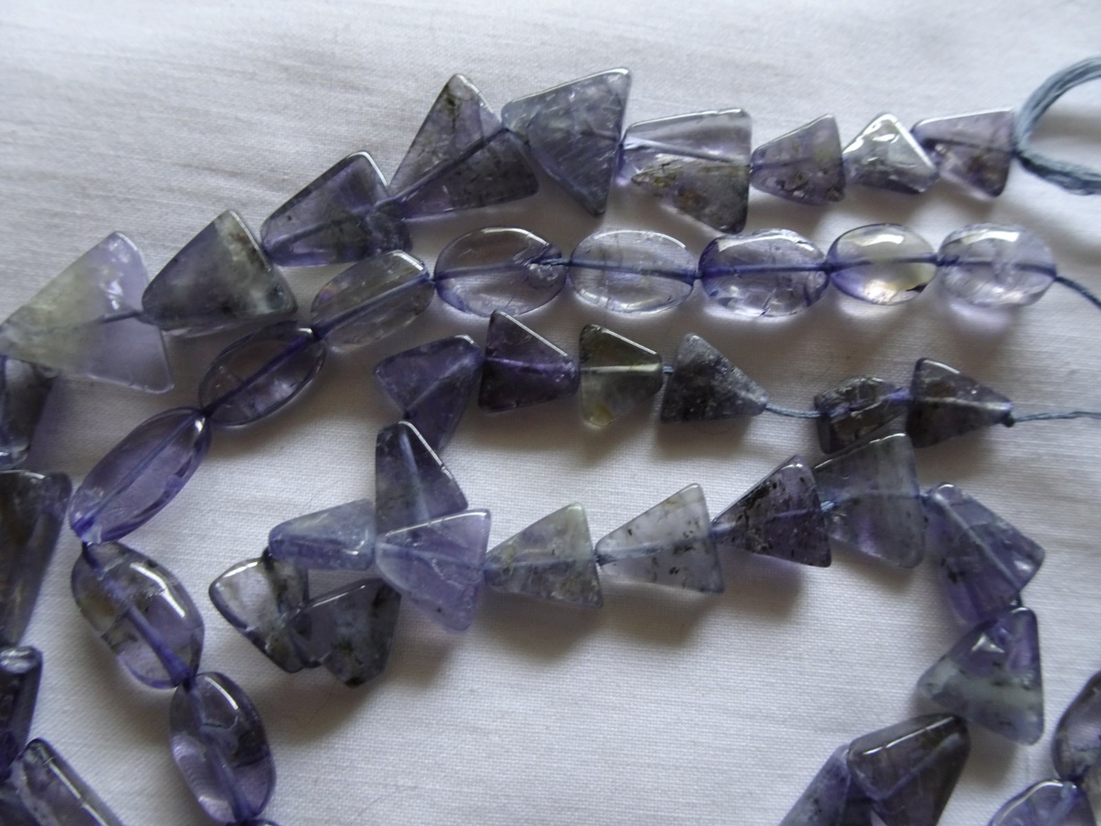 TWO Strands Natural Iolite Stone Triangle &Puffy Oval 7-13mm Long Beads A866 DNG
