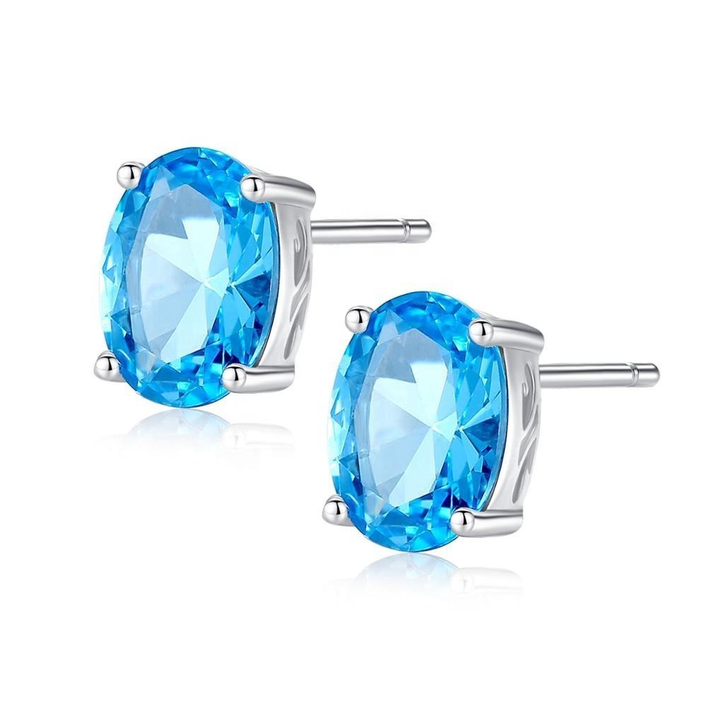 Oval Shape Lab Created Sky Blue Topaz Solitaire Engagement Ring Sterling Silver