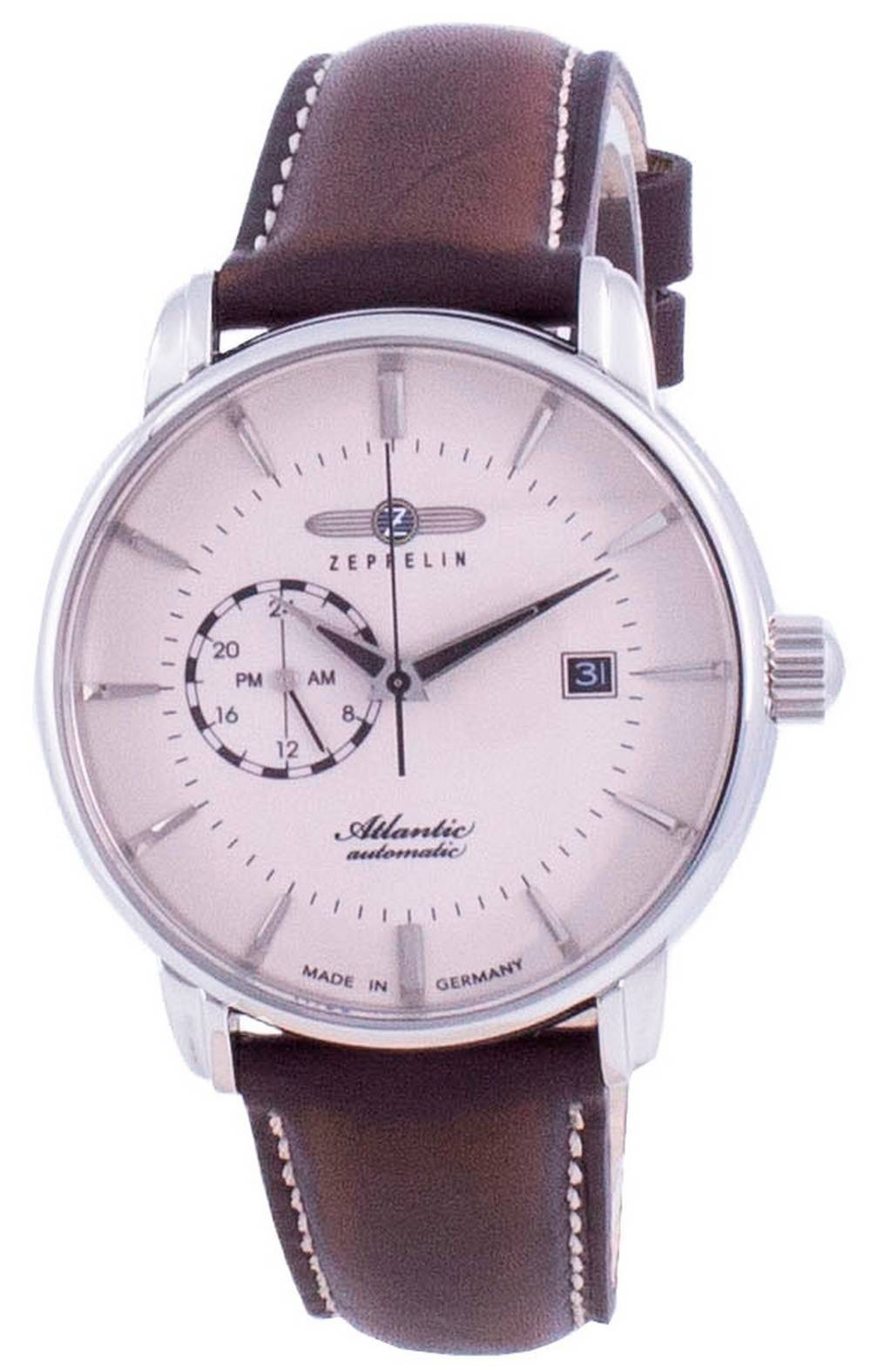 Zeppelin Atlantic Leather Strap Beige Dial Automatic 50M Z84705 Mens Watch