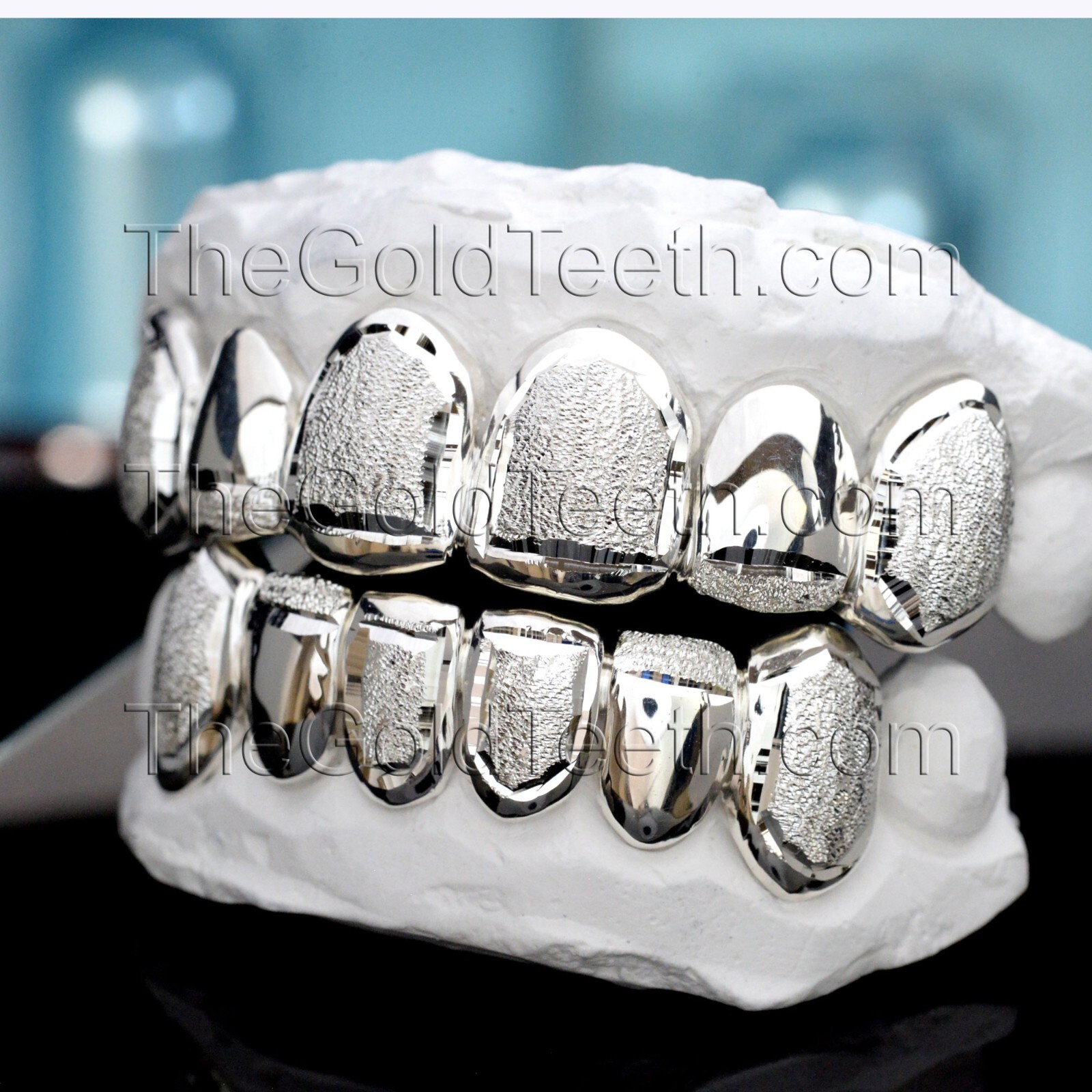 Custom Grillz .925 Sterling Silver Diamond Dust Handmade Real Grill Teeth