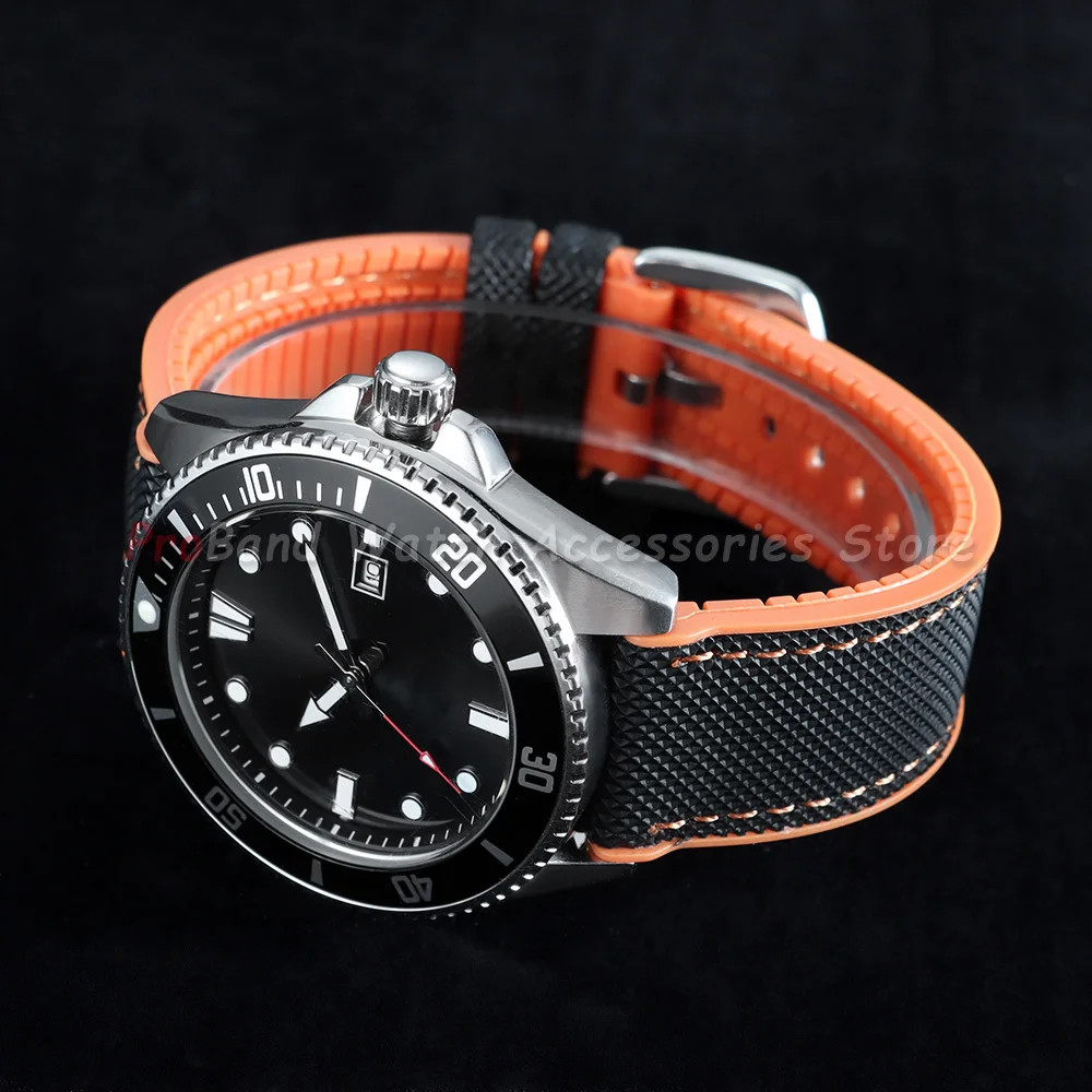 18/19/20/21/22/24mm Rubber Watch Strap Nylon Textured Silicone Bottom Watch Band