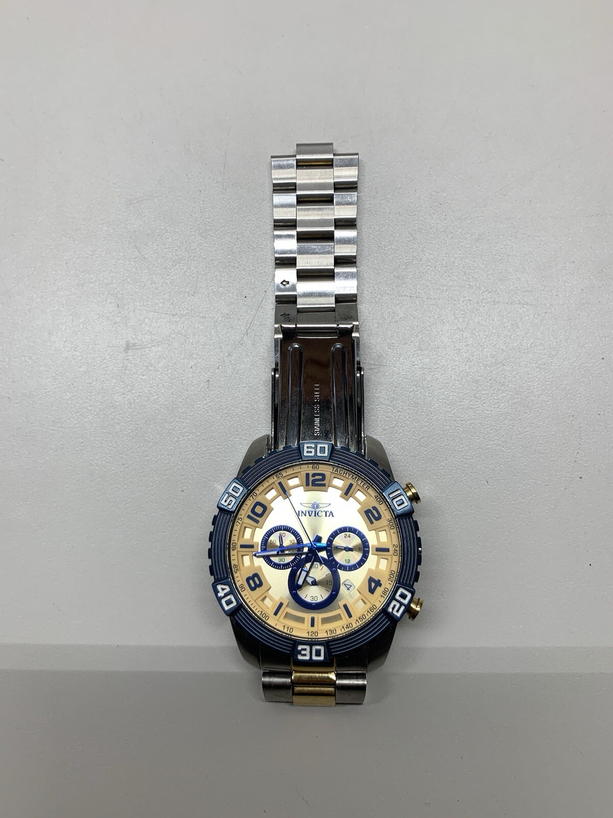 Invicta Pro Diver Tritnite Night Glow Flame Fusion Blue Gold Untested AS IS