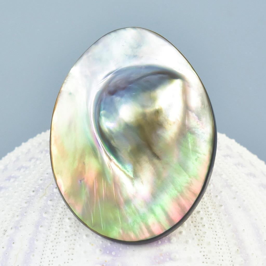 Mabe Blister Pearl in Shell Extreme Colorful Rainbow Iridescent 8.26 g Cabochon