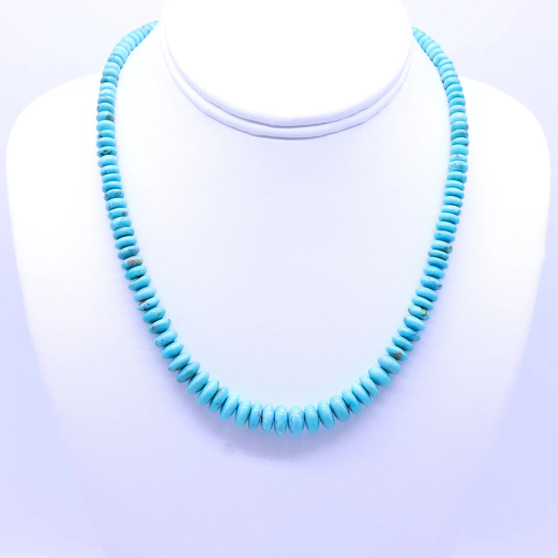 Caribbean Blue Graduated Arizona Turquoise Rondelle Beaded Necklace Choker