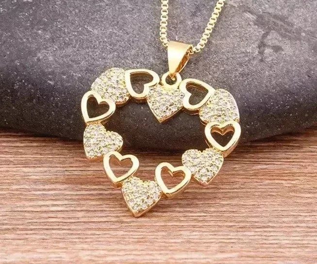 Silver Round Cut Simulated Diamond Women’s Heart Pendant 14K Yellow Gold Plated