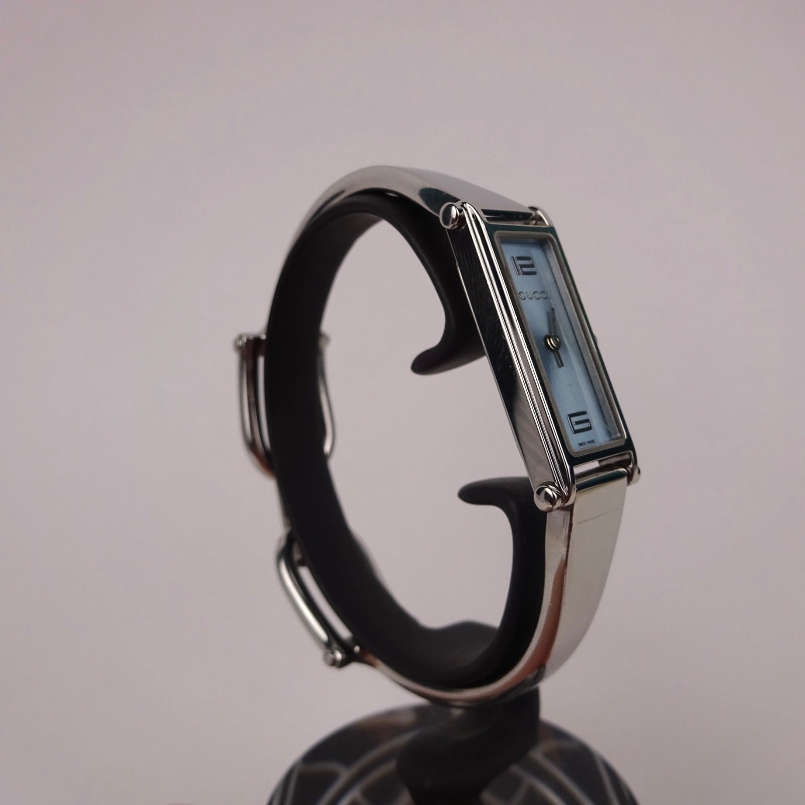 Gucci 1500L Bangle Watch Baby Blue Dial Stainless Steel Women’s