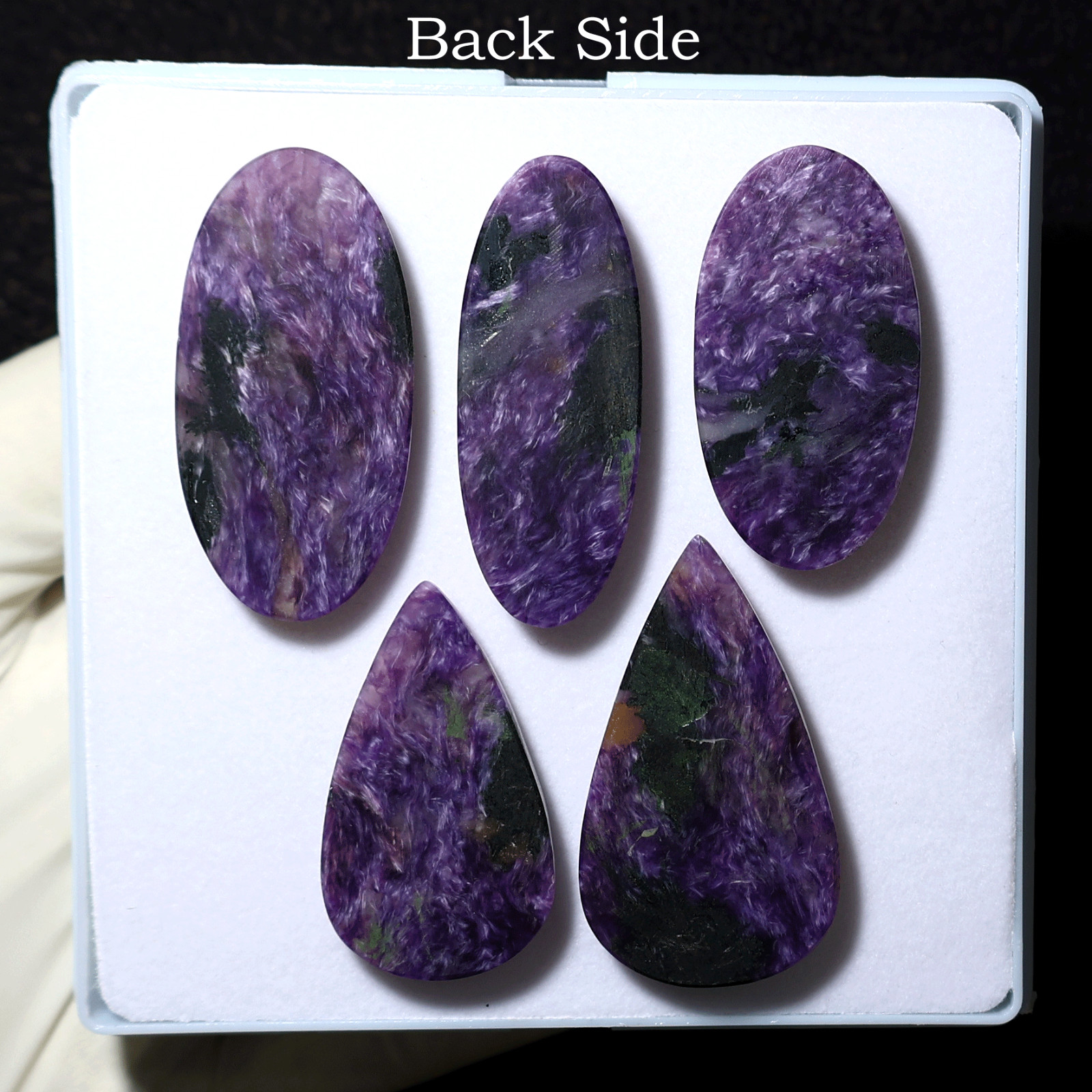 Violet Silk~ 5 PC Siberian Charoite Hi-Quality 36mm-42mm Cabochon Gemstones Lot