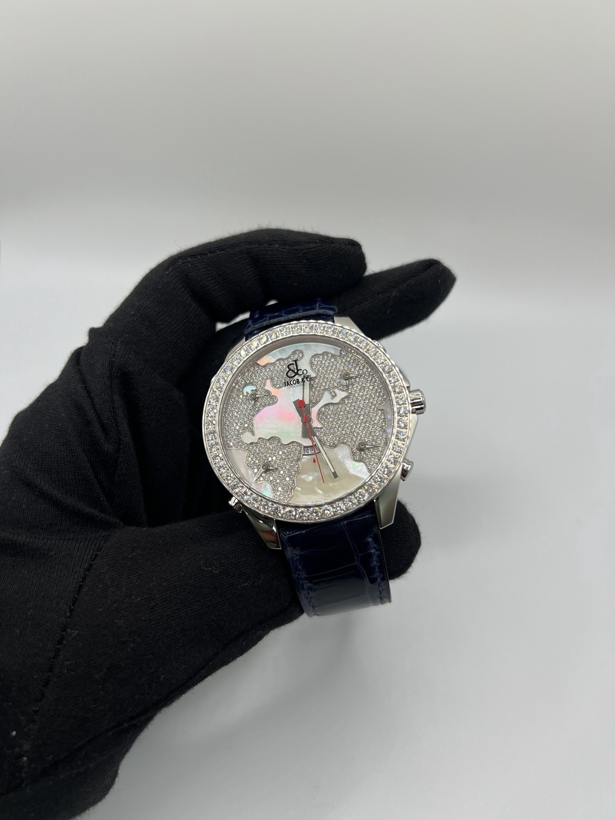 Jacob & Co. Five Time Zone 47mm Diamond Bezel MOP World Dial Full Set