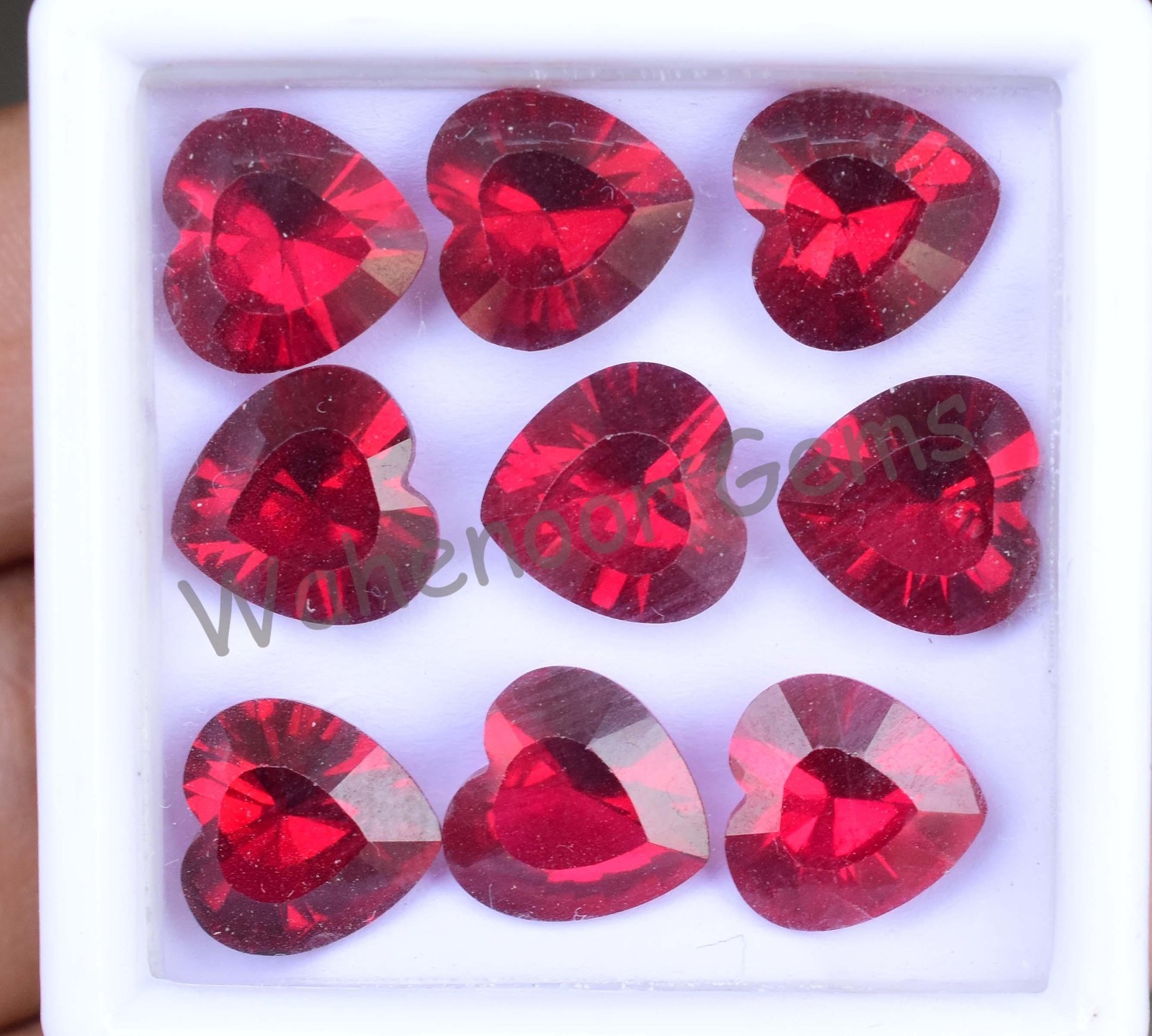 9 Pcs Natural Red Mogok Ruby Heart Shape 9.90 MM Certified Loose Gemstone