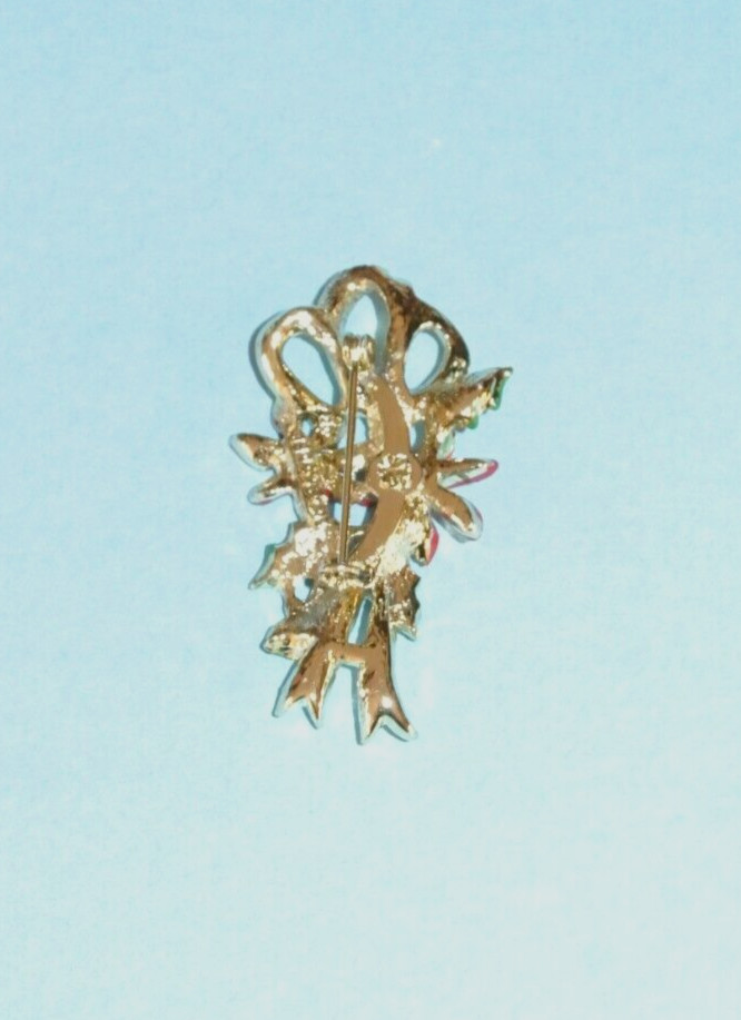 Vintage Signed Gerry’s Goldtone Christmas Poinsettias Holly Leaves Brooch / Pin
