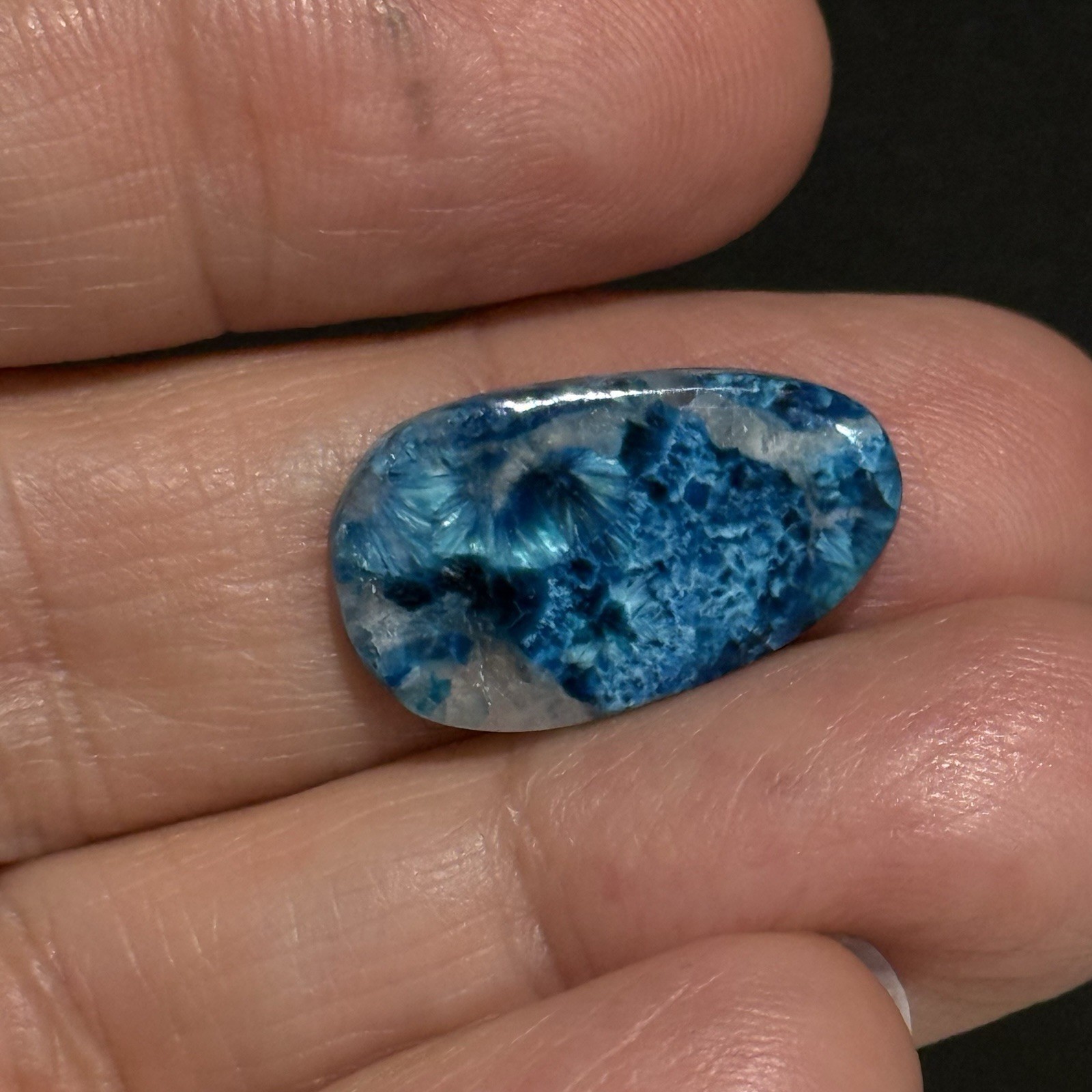 7.85ct 20.7×12.2x3mm Rare Blue Plancheite Cuprite Shattuckite Calcite Cabochon