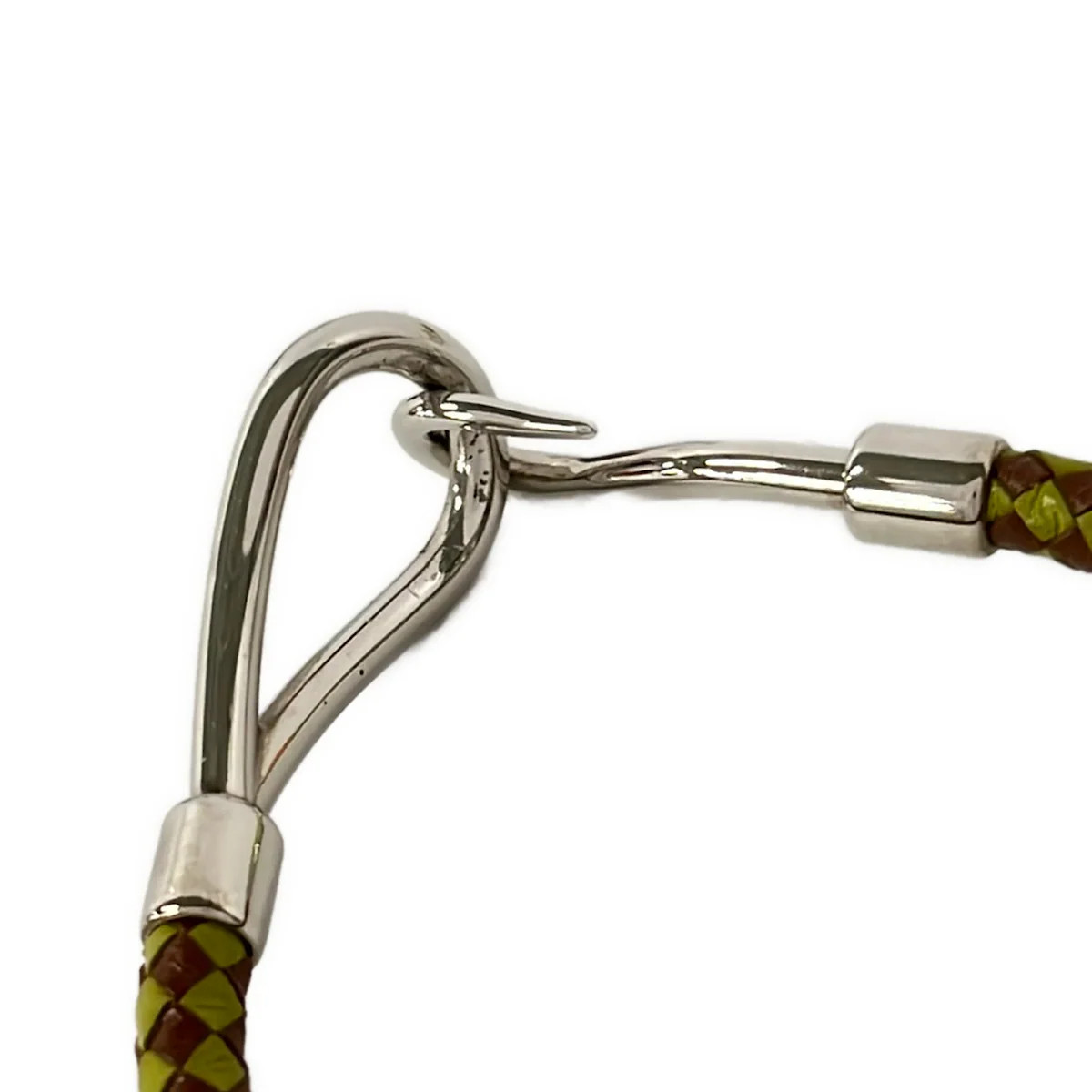 HERMES Jumbo Khaki Brown Silver Leather Hardware None Bracelet