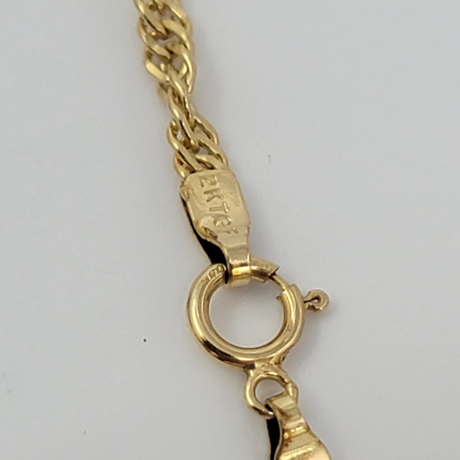 Vintage 12K Gold Filled Singapore Chain Bracelet 8″ 1/20 12k GF Spring Ring NOS