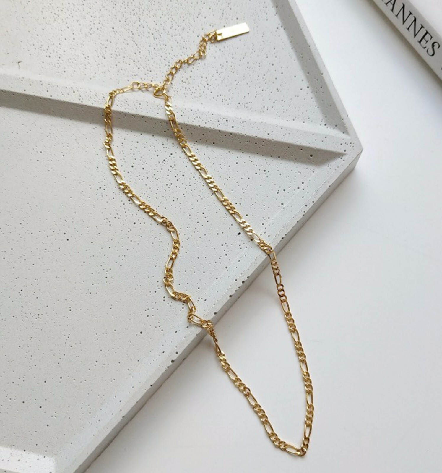 Women / Girl 925 Sterling Silver Gold Flat Figaro Link Chain Necklace 12 -14.2″