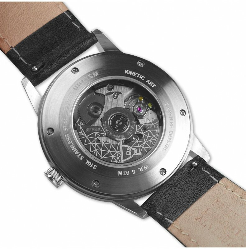 Humism Rhizome Automatic Steel Sapphire White Black Leather Unisex Watch