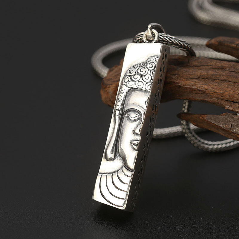 1pcs Pure Sterling S925 Silver Pendant Men Women Lucky Half Buddha Pendant