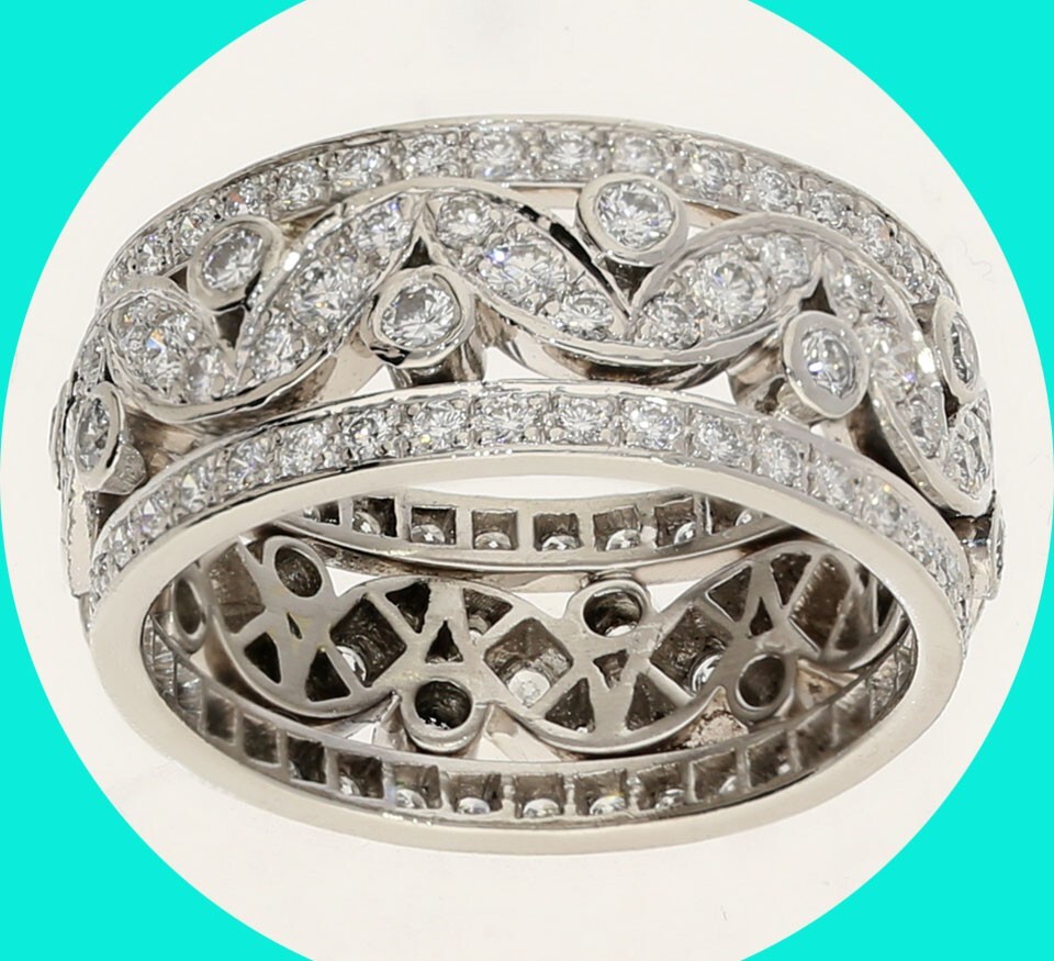 Platinum Diamond Anniversary Wedding Band Ring 2.50CT G Color 9.7MM Size 8