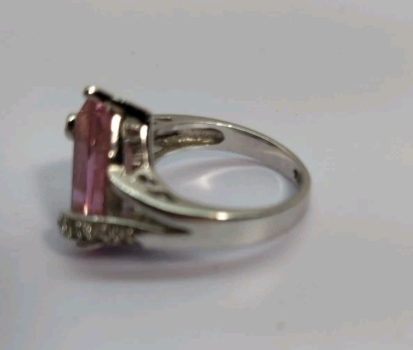 Premier Designs Jewelry Pink Ice Paradise Ring Sz 5¼ Silver Tone Chunky Look