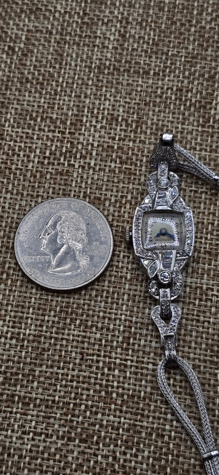 vintage Hamilton 995A Diamond and Platinum Iridium Ladies Watch 1930s Art Deco
