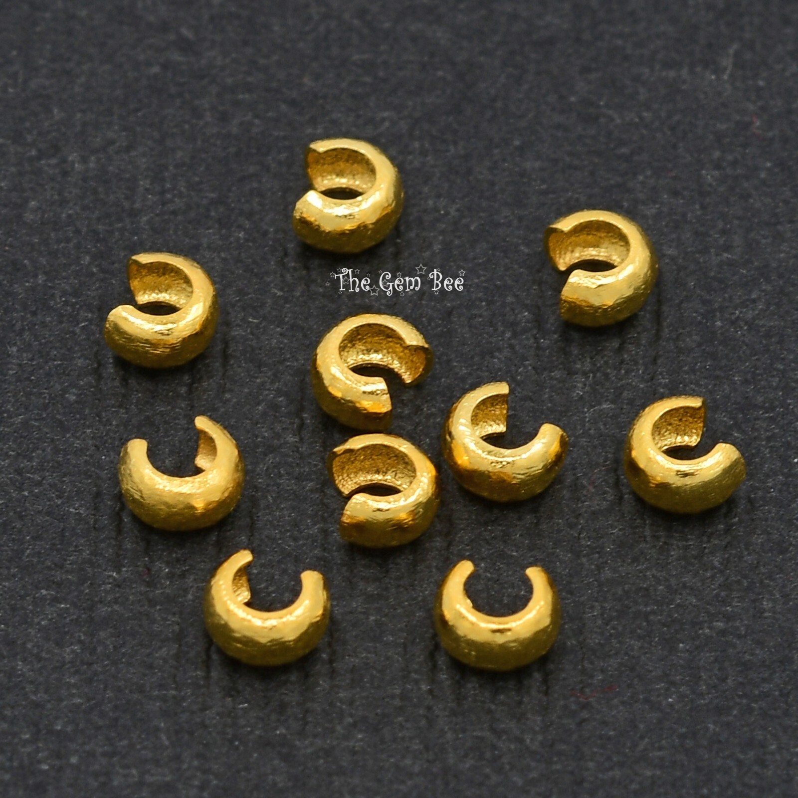 2MMx3MM 18k Solid Yellow Gold Crimp Tube Cover Beads (10)