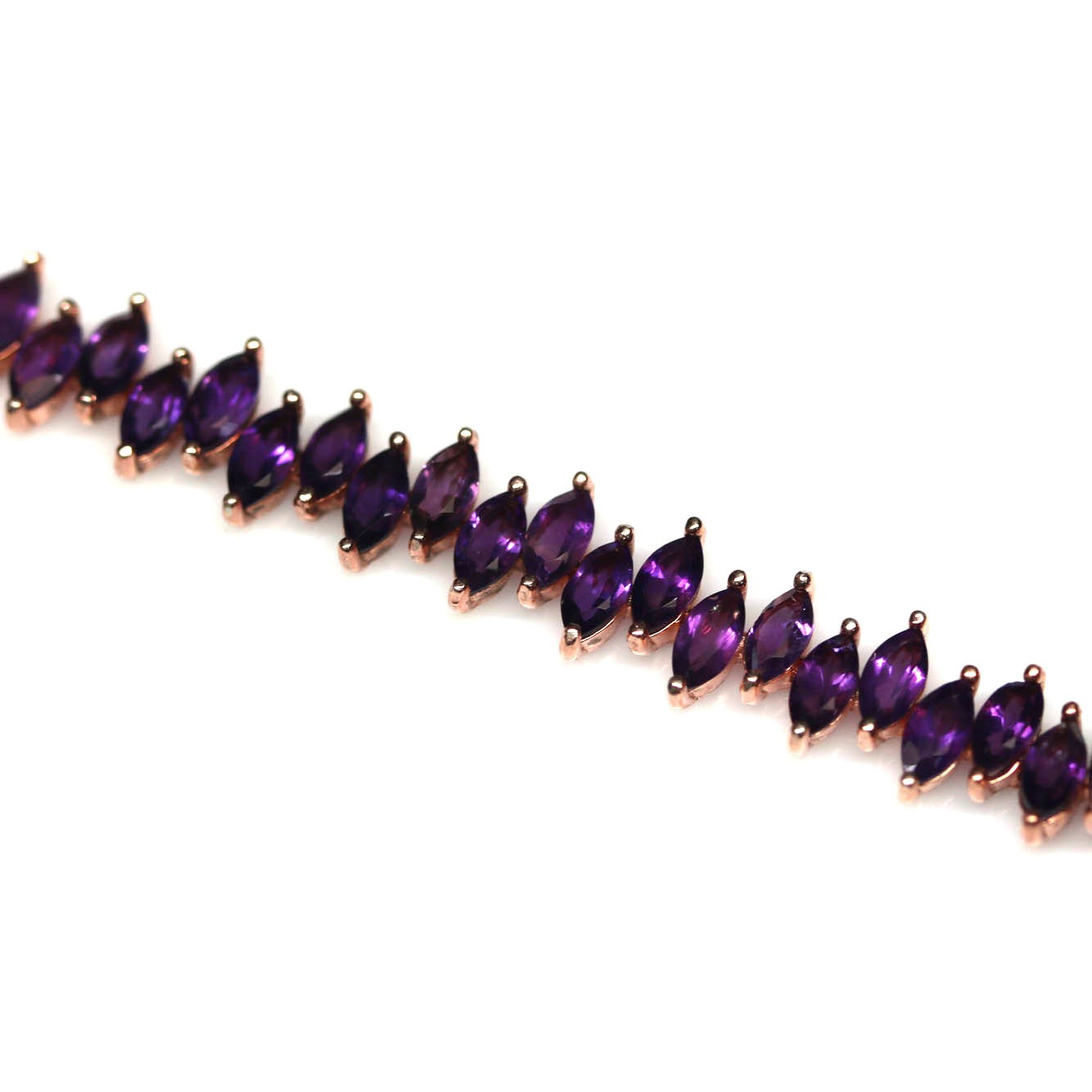 Natural Purple Amethyst Bracelet 9.5 in 925 Silver Gift For Her Handmade