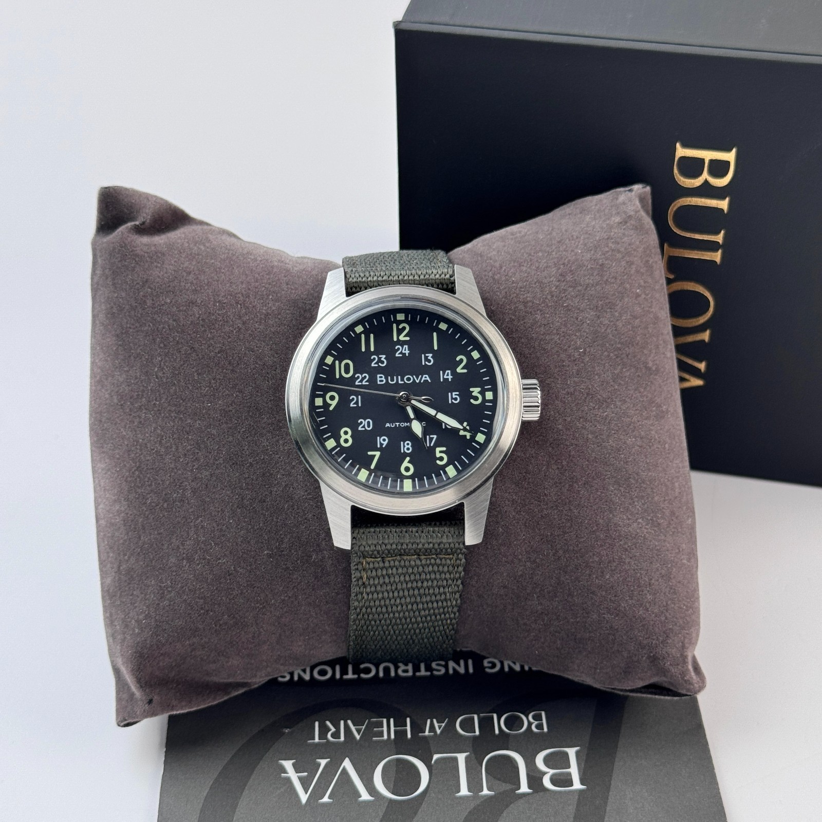 Bulova Hack VWI Special Edition Automatic Black Dial Men’s Nylon Watch 96A259
