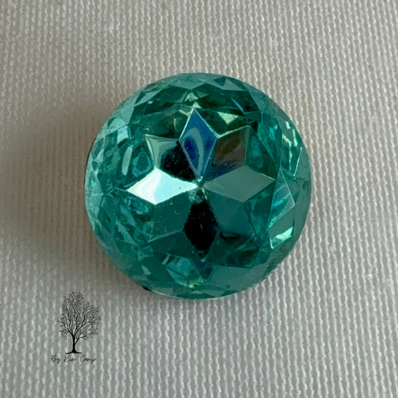 Vintage Czech NOS 20mm Aquamarine Glass Rhinestones Gold Foil Back Lot of 12