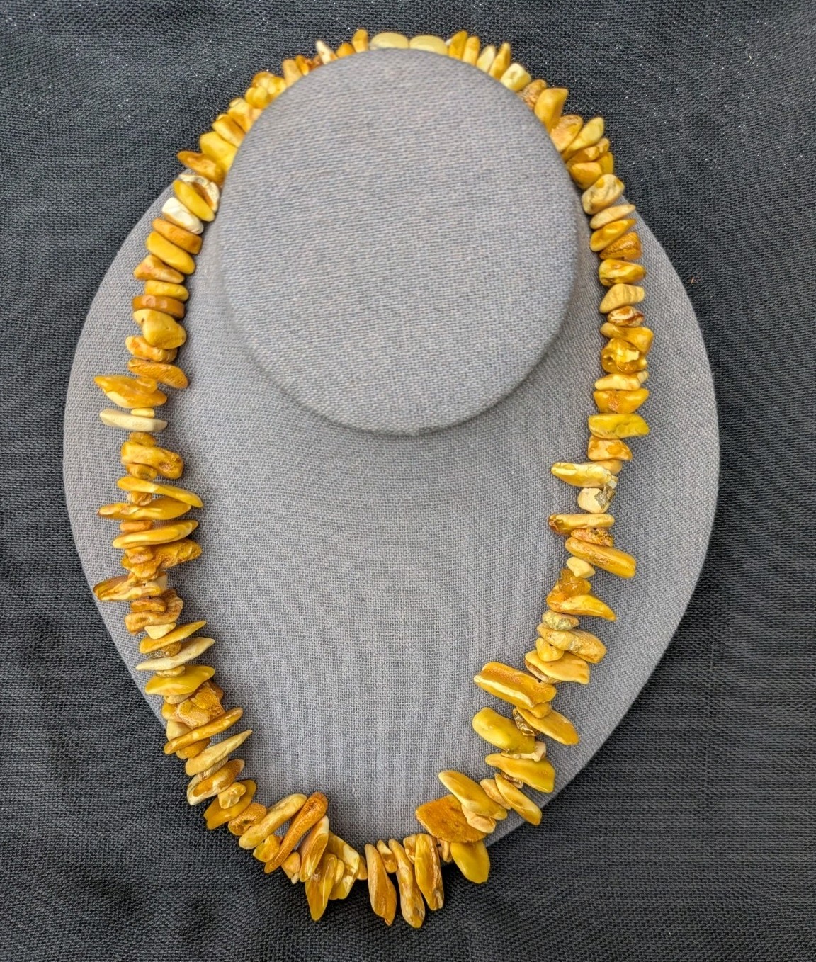 Egg Yolk Butterscotch Amber Beaded Necklace ~ 50 g, 21″ Strand Nugget Beads D83