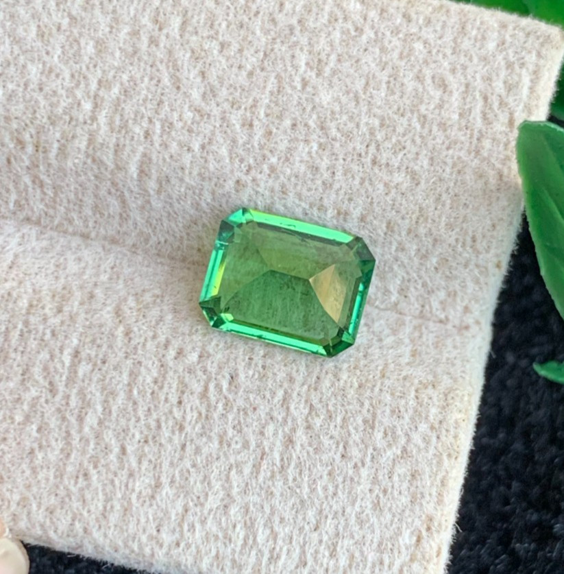 1.91 Carats Chrome Tourmaline Gemstone with Emerald Shape from Afghanistan