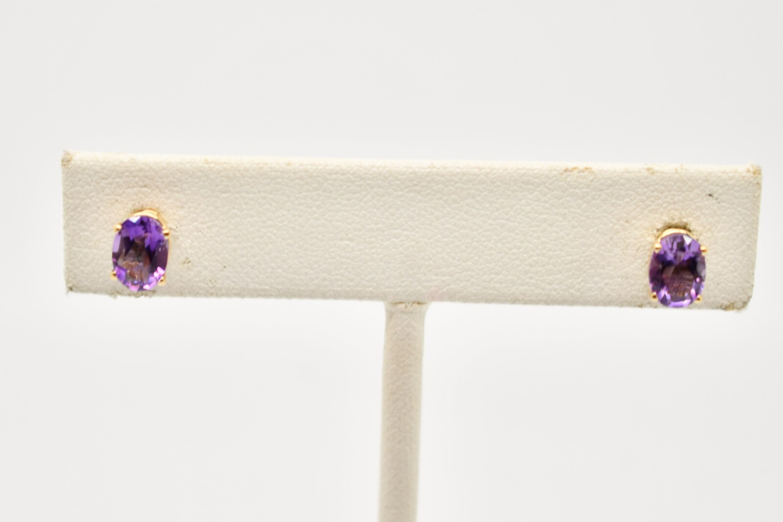 14k Yellow Gold Amethyst Stone Earrings #GOLD-2977