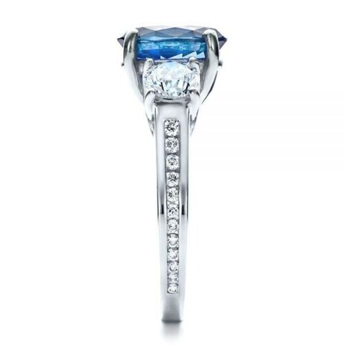 2.30 Ct Simulated Aquamarine Triology Ring Silver Plated Birthday Gifts Ring