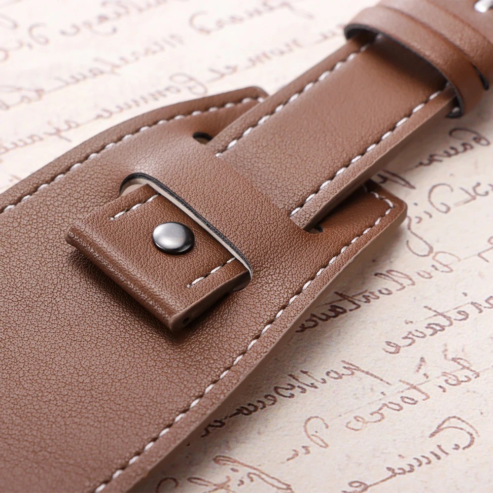 20 22 24mm Bund Strap Men’s Watch Band Vintage Cowhide Cuff Watchband