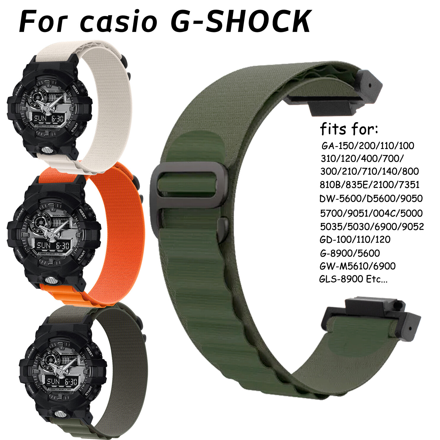 Weave Nylon Fabric Strap Wristband for Casio G-SHOCK GA-110 G8900 GW-M5610 Band