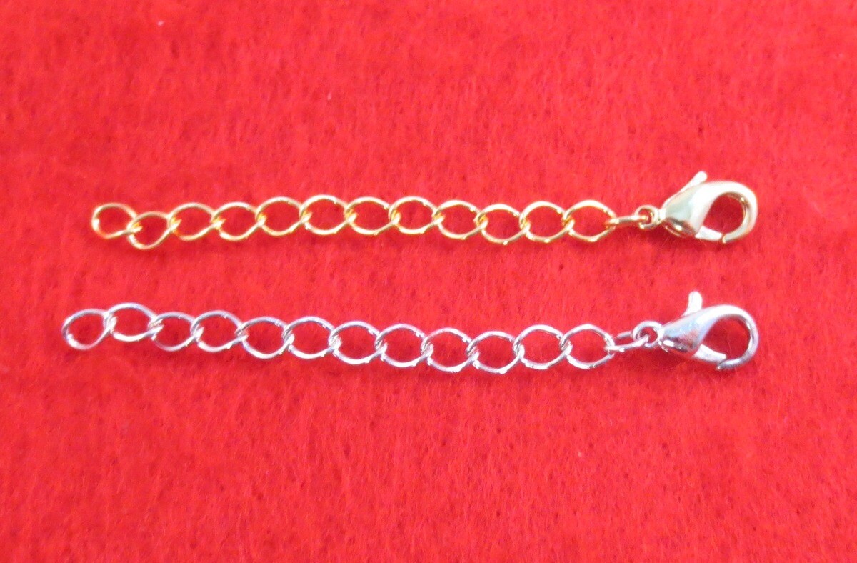 8 INCH 14KT GOLD & WHITE GOLD PLATED 4MM NECKLACE EXTENDER W/ LOBSTER CLAW SET