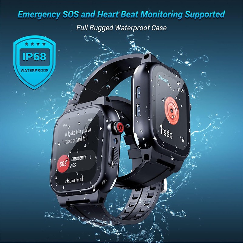Waterproof Case With Band For Apple Watch 38/40/41/42/44/45mm &Rugged Strap IP68