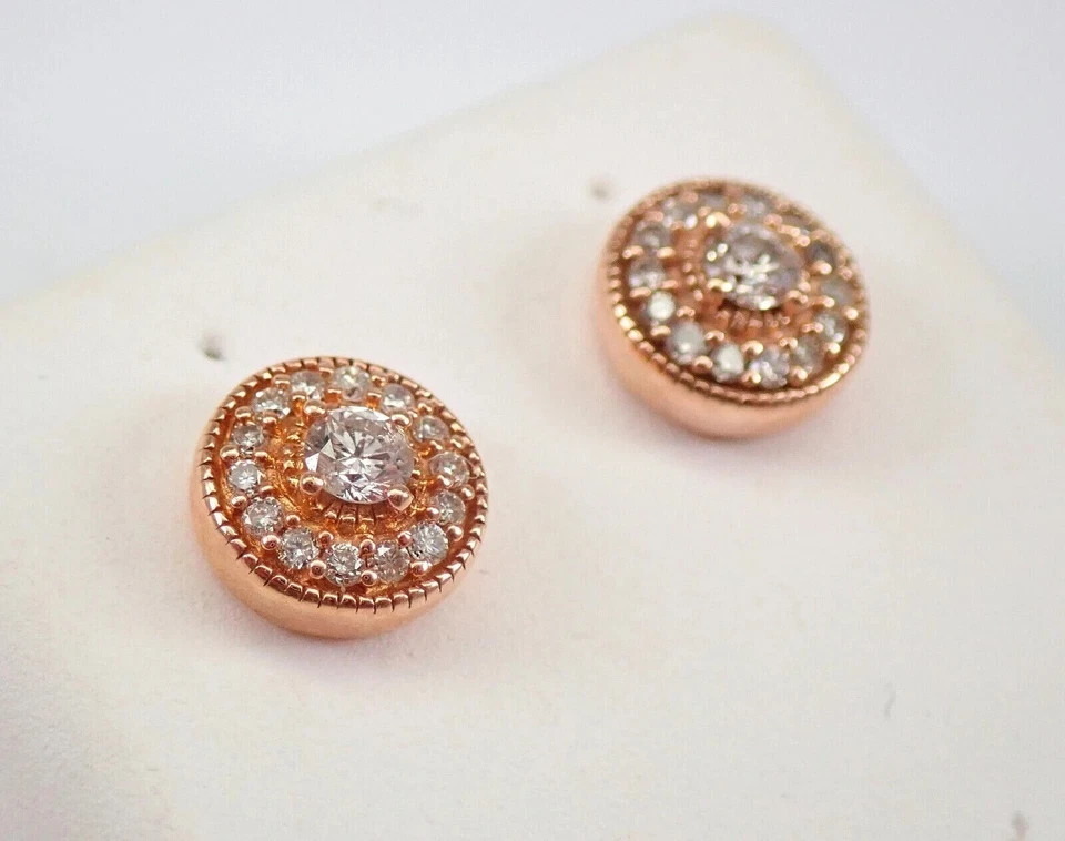 1.50Ct Lab Created Diamond Round Halo Cluster Stud Earrings 14K Rose Gold Plated