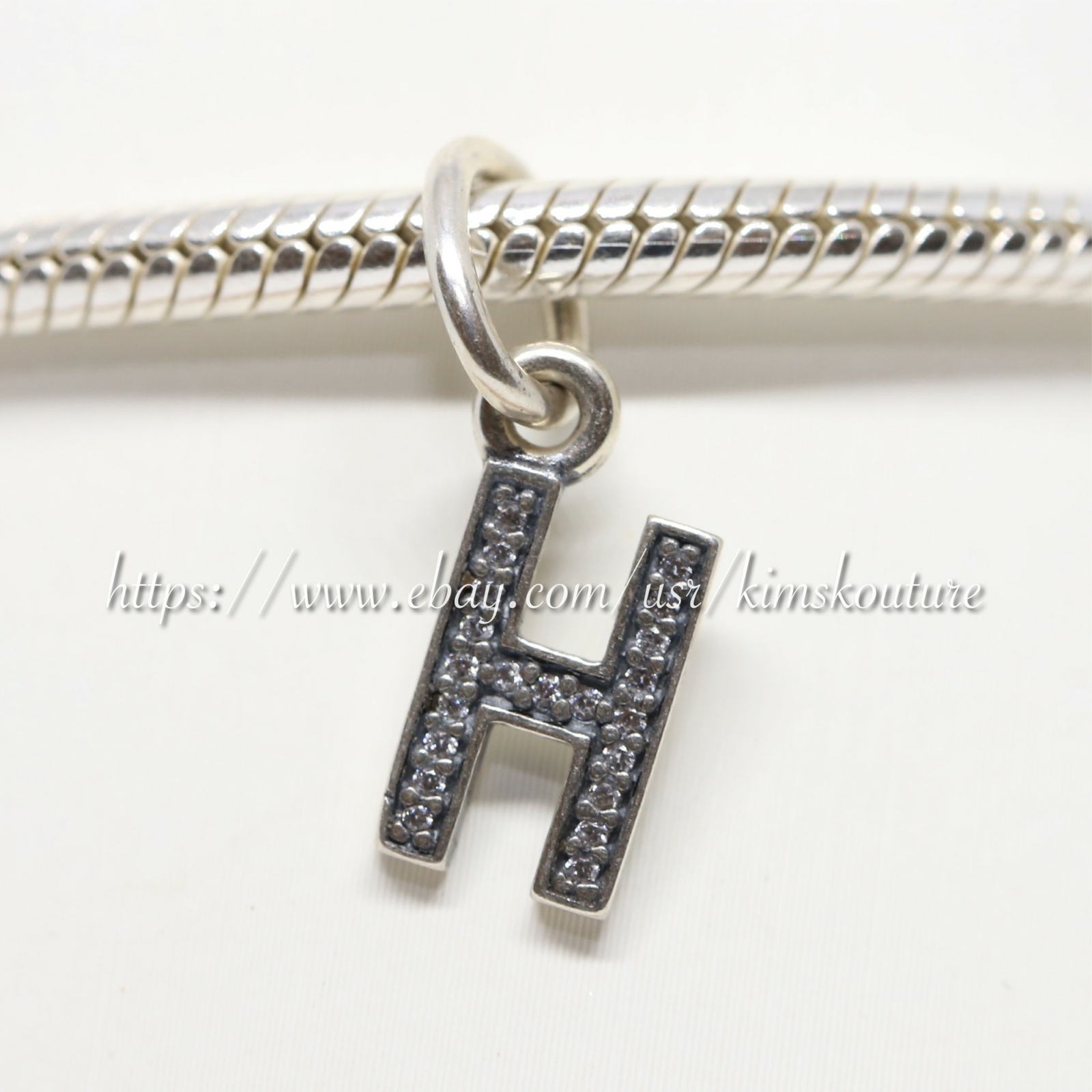 Authentic Pandora Letter H Pendant Charm 791320CZ